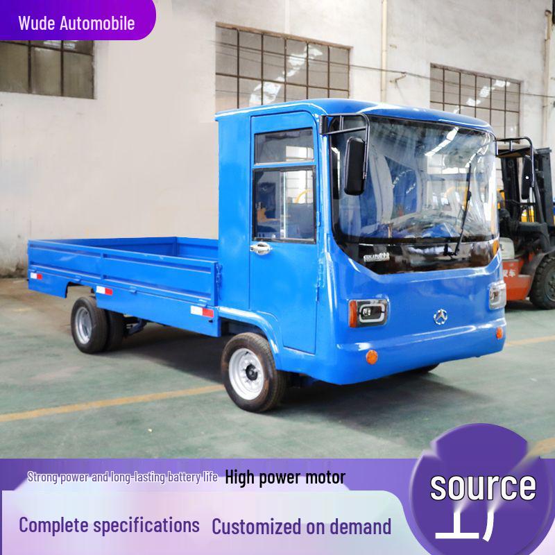 Electric Four-Wheel Flatbed Cargo Truck for Workshop Transfers