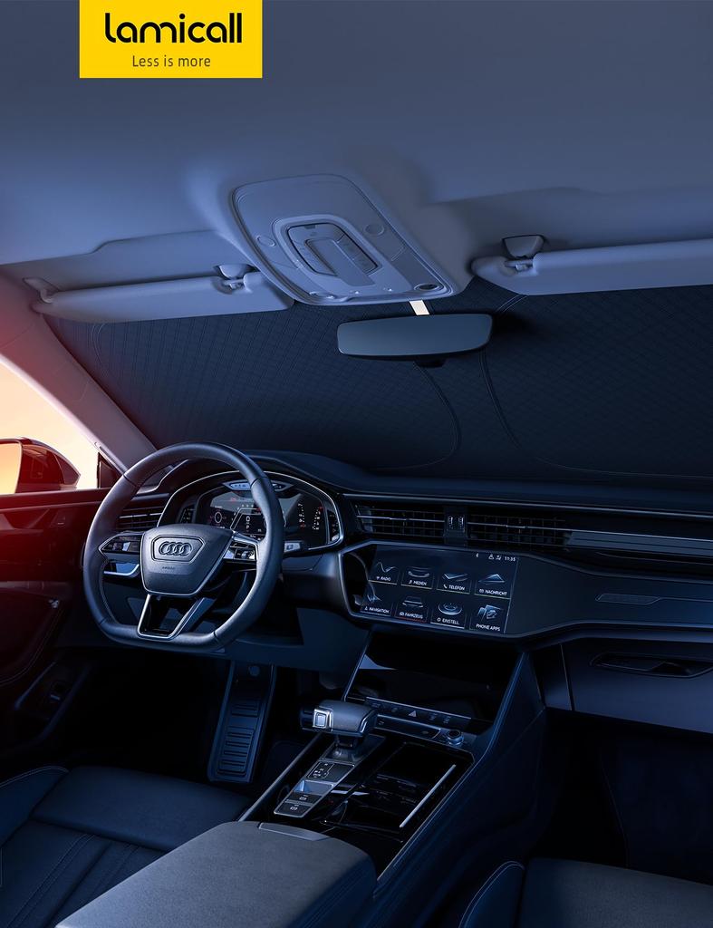 Lamicall Insulated Windshield Sunshade for Toyota Yaris Car Foldable Windshield Light Heat UV Storage Pouch Included 6-Layer Cross Sunshade,