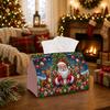 1pc Christmas Tissue Box with Santa Reindeer & Candy Cane Ornament - Durable Napkin Holder Suitable for Car, Kitchen, Tabletop Decor - Decorative Holi