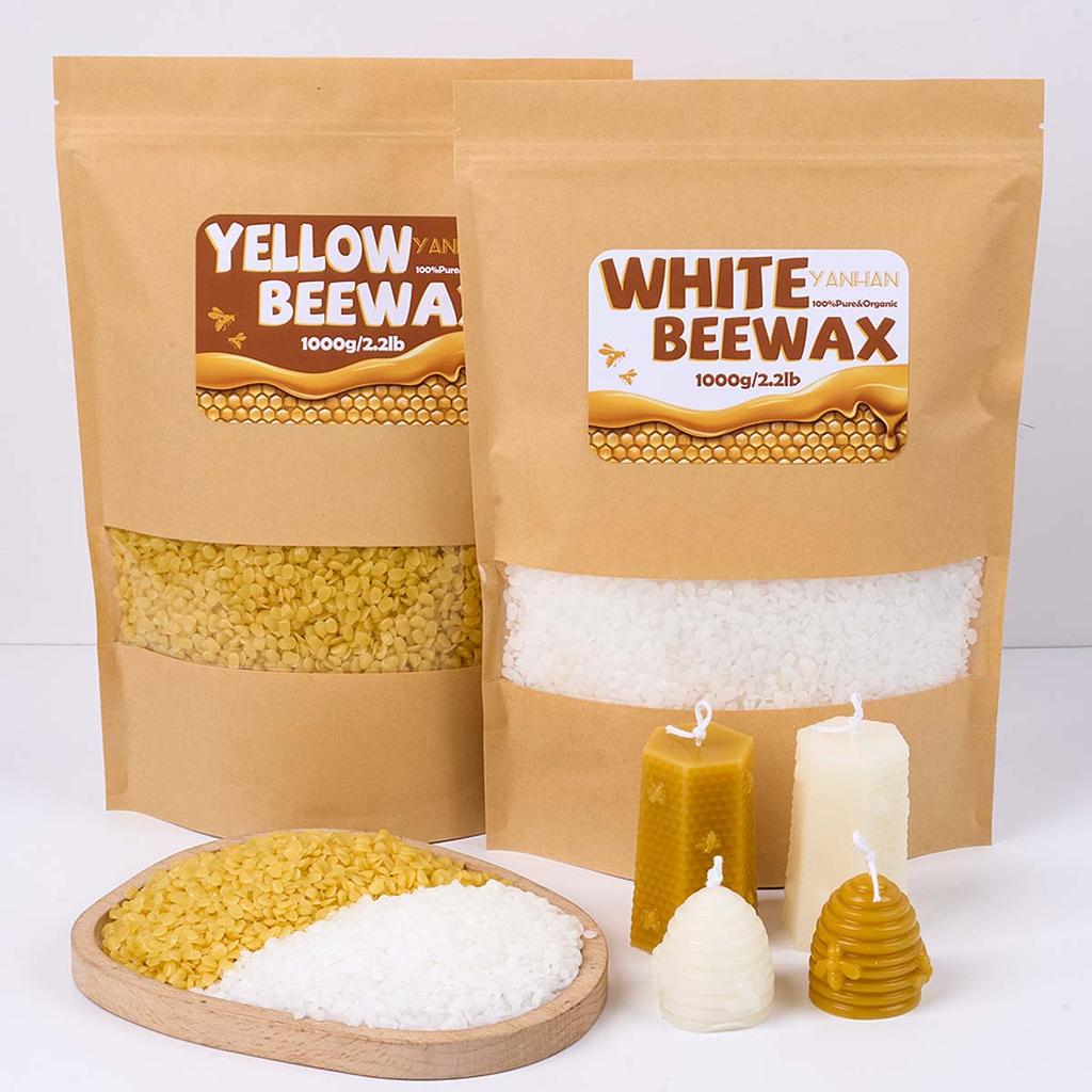 1000g Cera d'api bianca gialla granulare pura naturale Regalo Fatto a Mano Fai da Te Materie Prime Candela di Cera Profumata Materiali per Artigianato