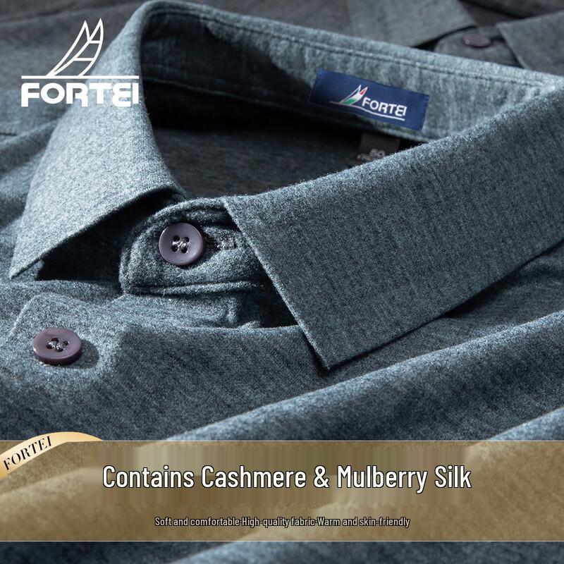 

Men s Cashmere & Silk Blend Brushed Knit Long-Sleeve Shirt 52