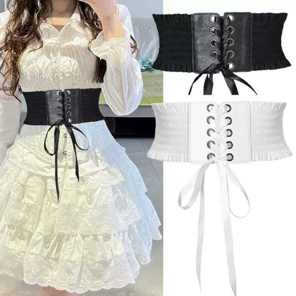 Polyester Elastic Pleated Cummerbunds Strap Rope Elastic High Wide Belt  Ornament