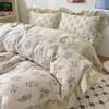 Pastoral Retro French Lace Skin-friendly Bubble Gauze Washed Cotton 4-Piece Bed Set - Su Jin Series