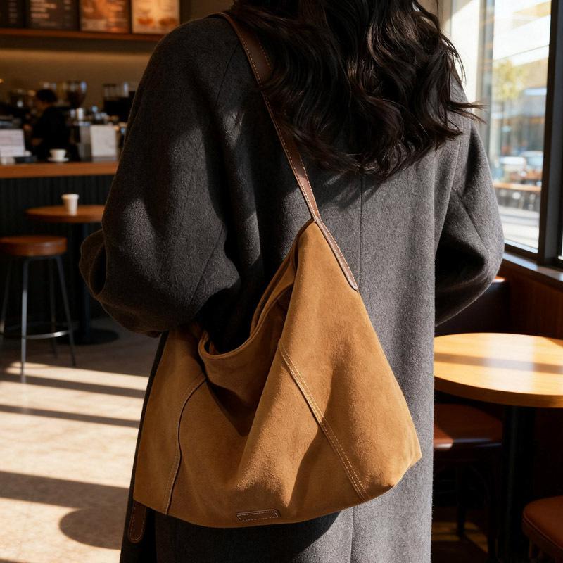 Winter Vintage Wildleder Pendler Umhängetasche Neue Mode Crossbody Tasche für Damen Bequem und Vielseitig Textur Aufbewahrungstaschen