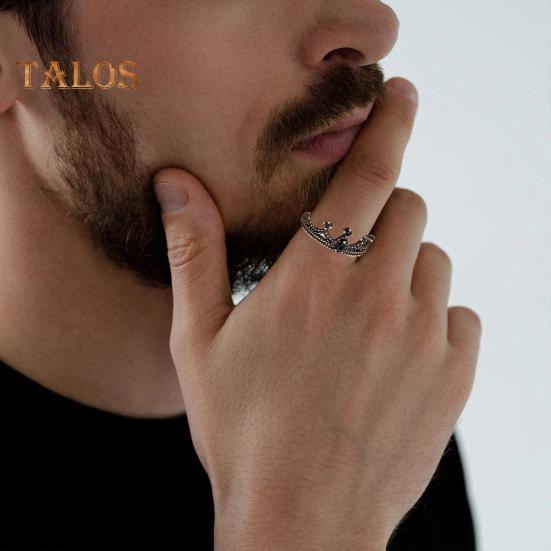 Retro-Ring, hohl, Schmetterling, Kronenform, Strass-Dekor, dunkler cooler Stil, Legierung, Stapelring, Abschlussball, Party, Dating, Schmuck