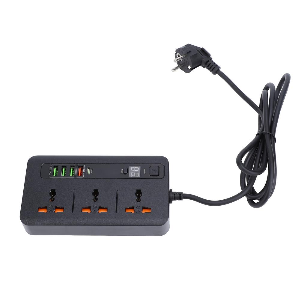 Power Socket Strip 3000W USB Universal PD20W QC3.0 Dual Quick Charging with Digital Display