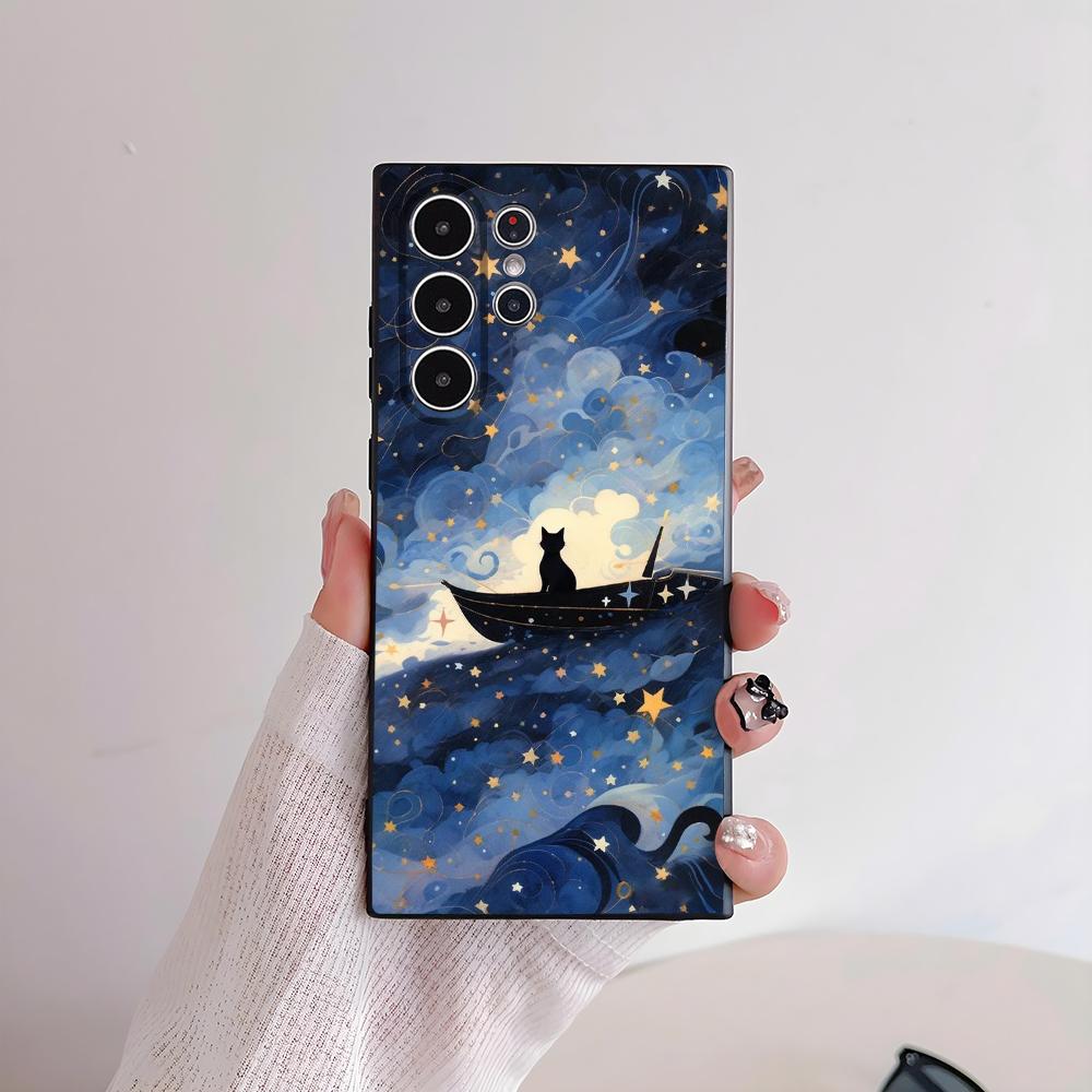 Van ART G-Gogh Funny Cat Phone Case for Samsung S series s21 s22 s23 s24 s25 FE Plus Ultra TPU Soft to Skin-friendly case