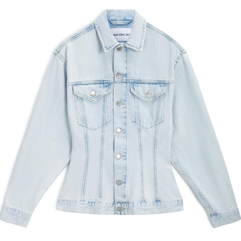 

Calvin Klein Minimalist Classic Patch Retro Casual Pure Cotton Washed Denim Jacket Women jackets Blue J220660-1AA XS