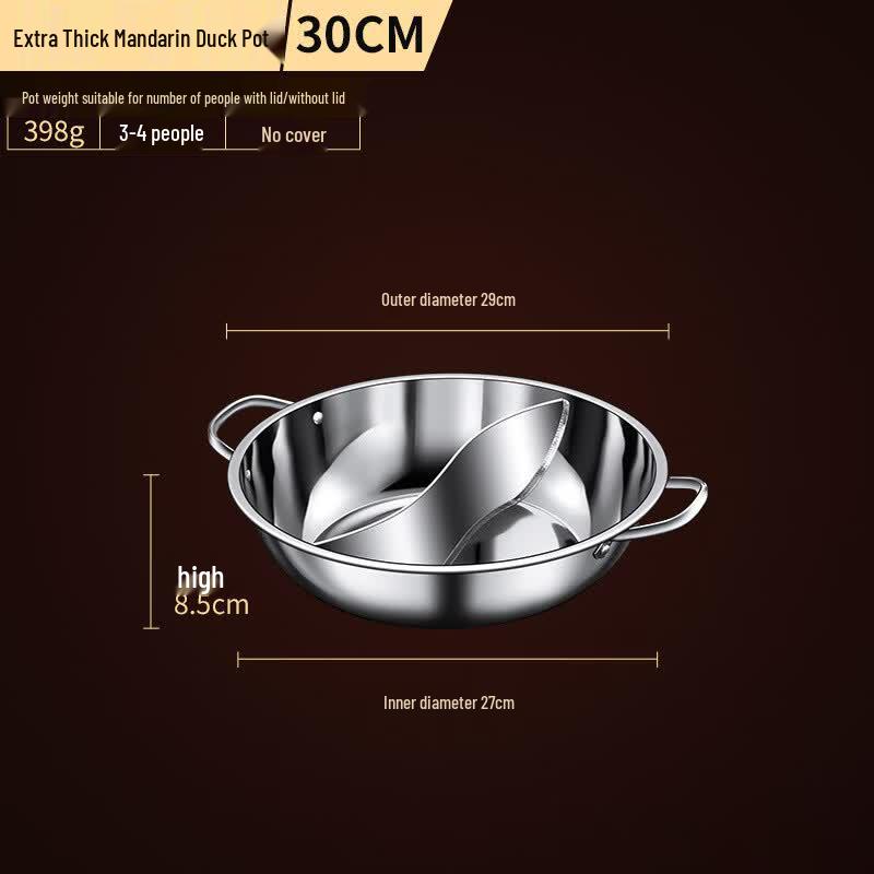 Jing Zhou Yuan Thickened Stainless Steel Divided Hot Pot