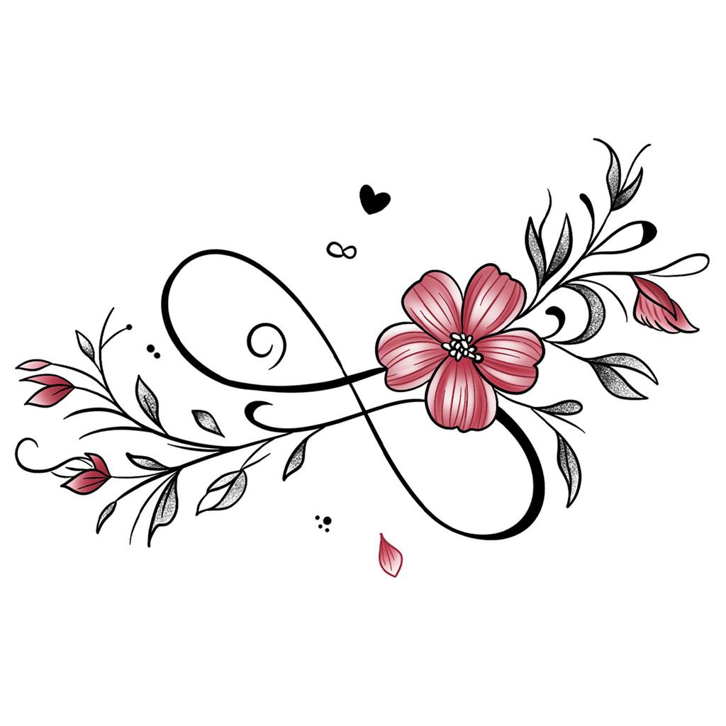 Ins Simple Love Flower Butterfly Swallow Mobius Ring Infinite Loop Wrist Tattoo Sticker