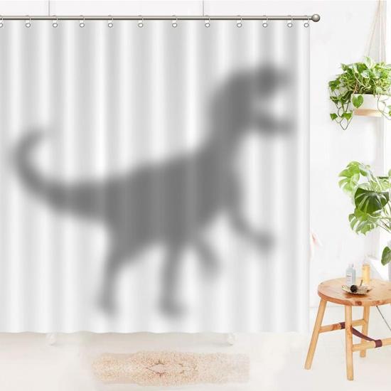 

Забавная серая силуэт динозавра велоцираптора занавеска для душа - 72 дюйма x Крутой декор для ванной комнаты с животными полиэфирная ткань водонепроницаемая с крючками 116296