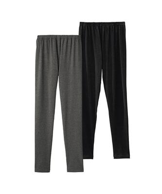 Nissen Cotton Blend Full Black and Charcoal Sizes Women's Leggings, 2-Pack, Length, Heather, LL-3L