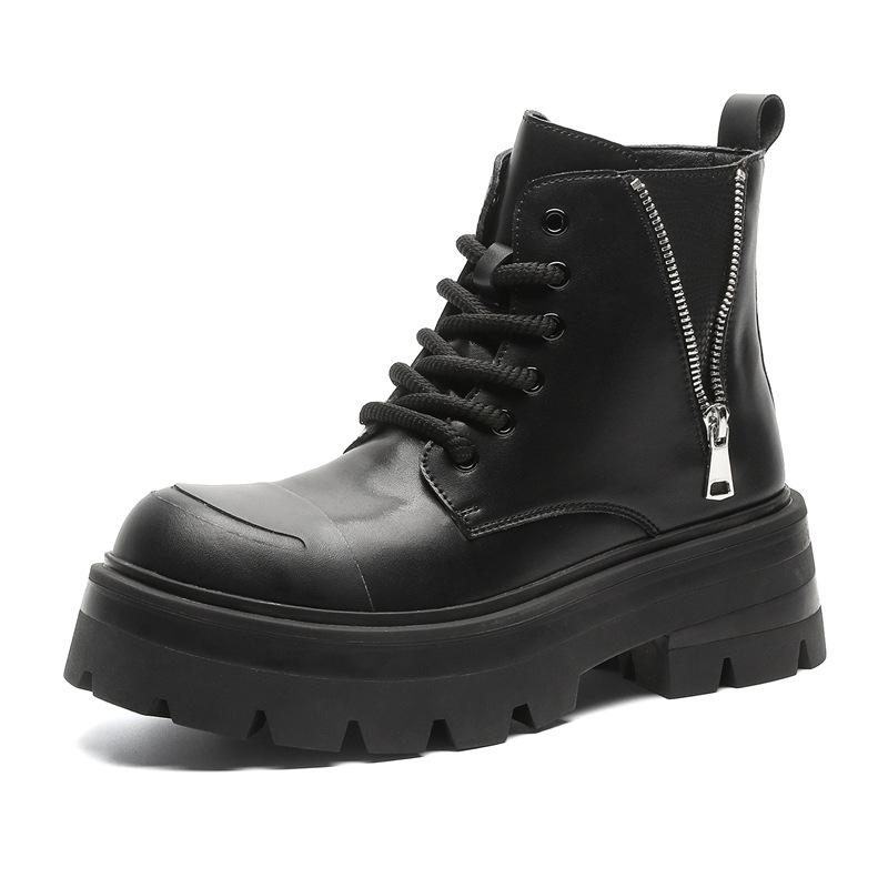 

Модные мужские ботинки на платформе, черные, оригинальные, кожаные, сценические, для ночного клуба, ковбойские, массивные, дизайнерские, ботильоны 270 чёрный