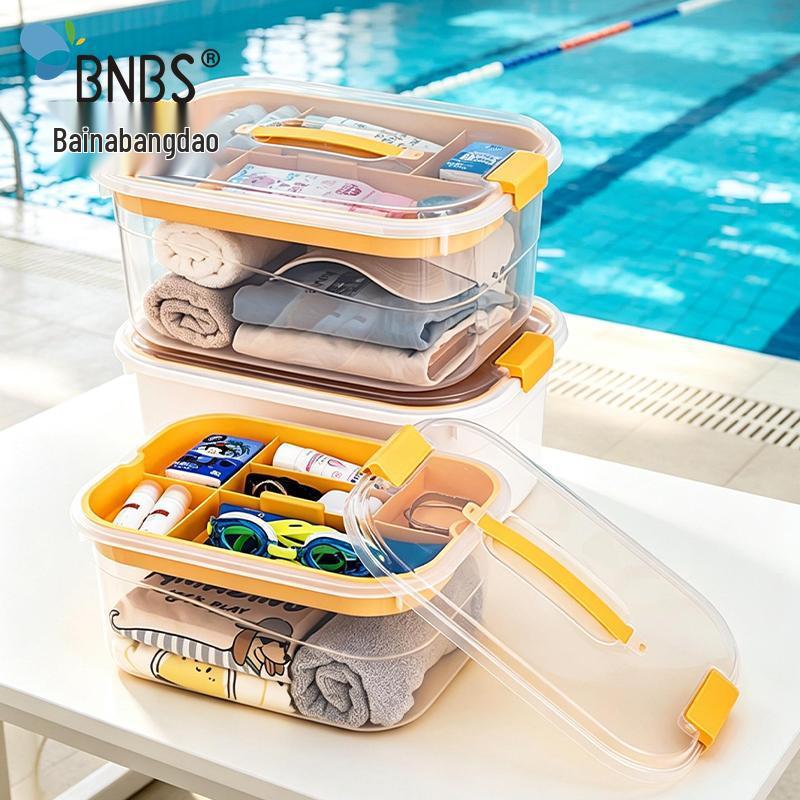 BNBS Portable Waterproof Beach Storage Box: Clear, Handheld Organizer for Outdoor Swimming Supplies