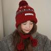 Vintage Hat Fair Island Hairball Knitted Hat Women's Winter Warm Ear Protection Lei Feng Hat Thickened Red Wool Hat