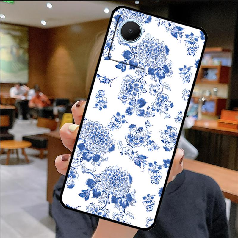 Blue and White Porcelain Case For Realme 14 Pro Plus 12 10 11 13 GT 6 6T 5 GT7 Pro C61 C55 C51 C21Y C25S C67 C75 C53
