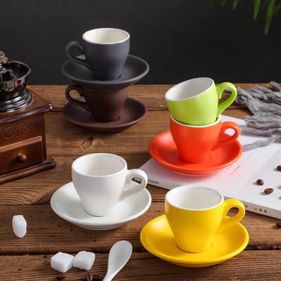 Keramický hrnček na kávu a tanierik, zosilnený, šálka na espresso, šálka na latte, matný taliansky európsky hrnček, zosilnený 80 ml