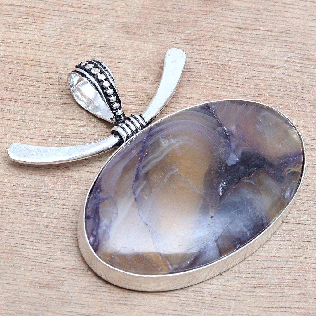 Pandantiv unisex din argint, lucrat manual, cu piatră prețioasă Calsilica curcubeu, pentru femei, 2