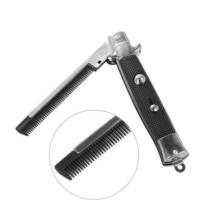 Head Portable Pet Modelling Steel Press Button Switch Folding Spring Comb Pocket Clip Moustaches Comb Hair Styling  Accessories