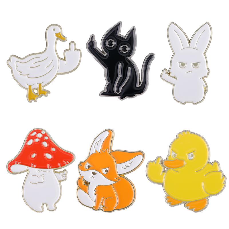 5-6 Stück/Set Dinosaurierpark Emaille-Anstecknadeln Schmetterling Igel Frosch Broschen Reversabzeichen Tier Pflanzen Schmuck Geschenk für Kinder Freunde