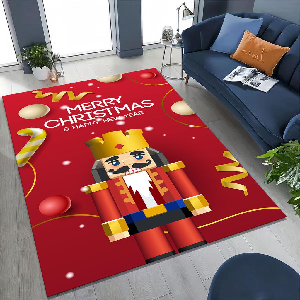 2026 New Nutcracker Merry Christmas Tree Cartoon Puppet Gift Carpet Rug for Bedroom Living Room Sofa Home Doormat Decor,Non-slip