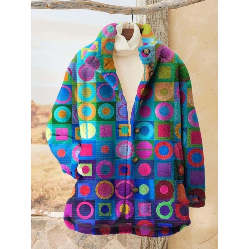 Womens Stand-Up Collar Fleece Sweatshirt With 3D Digital Floral Print Casual Long Sleeve Top Fall 2025