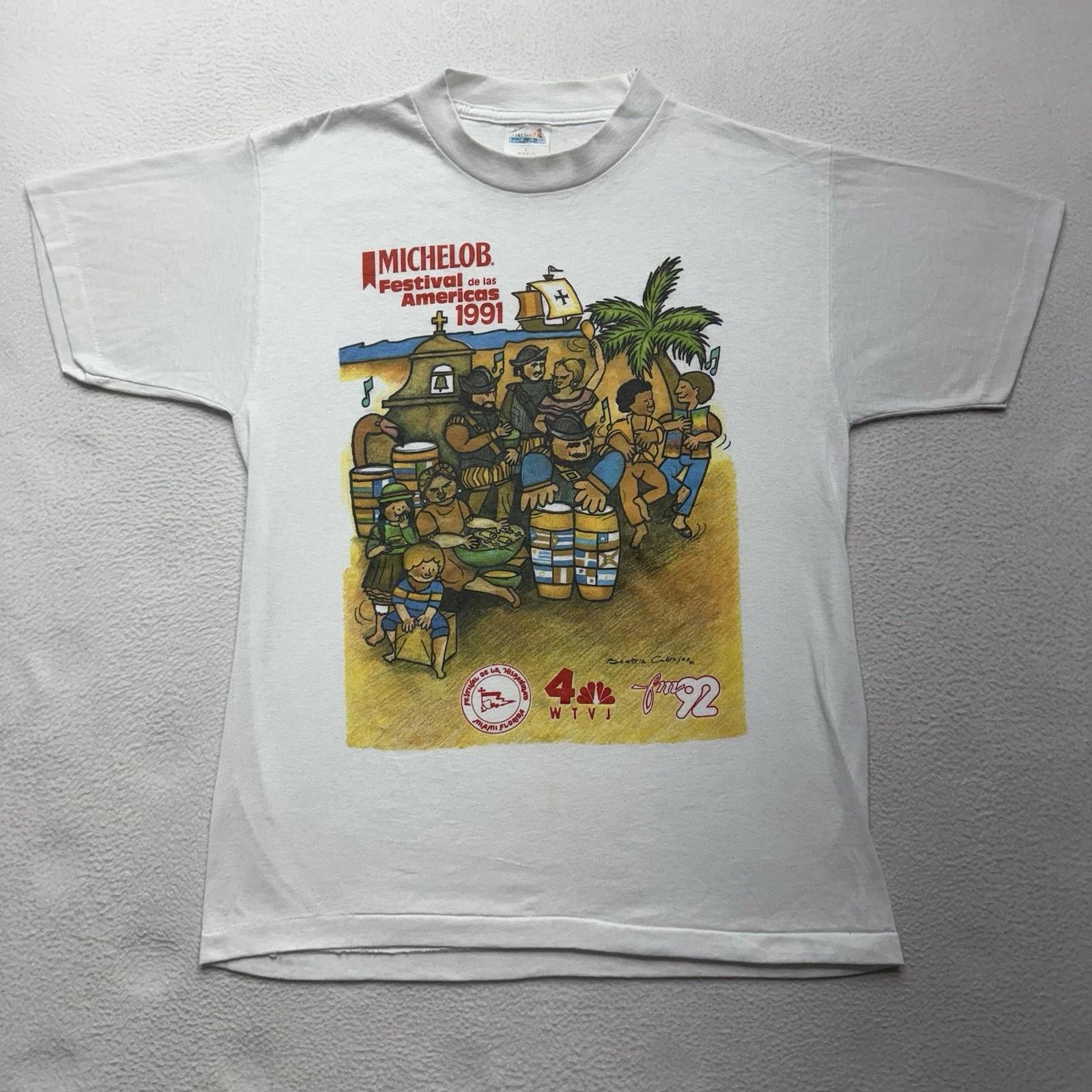 Vintage 1991 Festival de las Americas Miami Shirt L RARE USA Made S