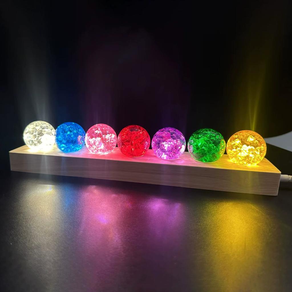 7pcs Spheres LED Night Lighting Crystal Ball Meditation Living Room Decoration Ball Birthday Christmas Mother'S Day Valentine'S Day Graduation Gift
