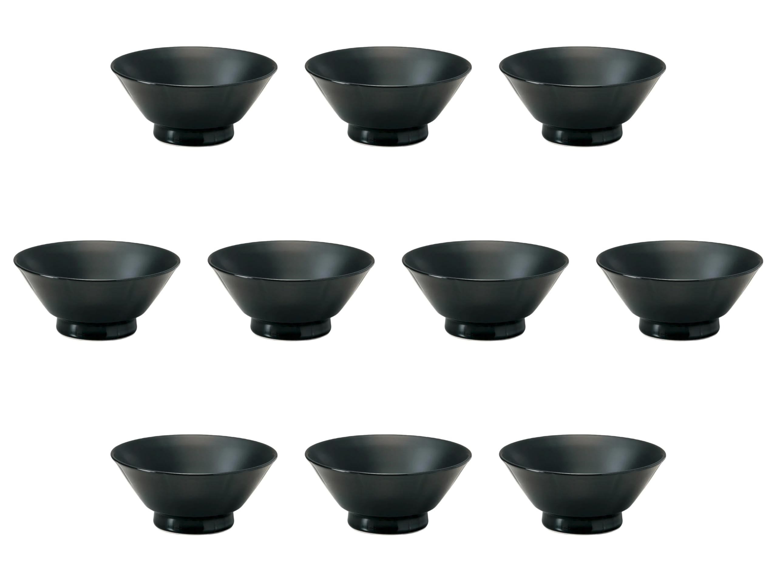 

Set of 10 Black Glazed Bowls x Ramen Bowls by Setomonohonpo 6.5mm Square-Based [19.9 8.9cm (1000cc)]