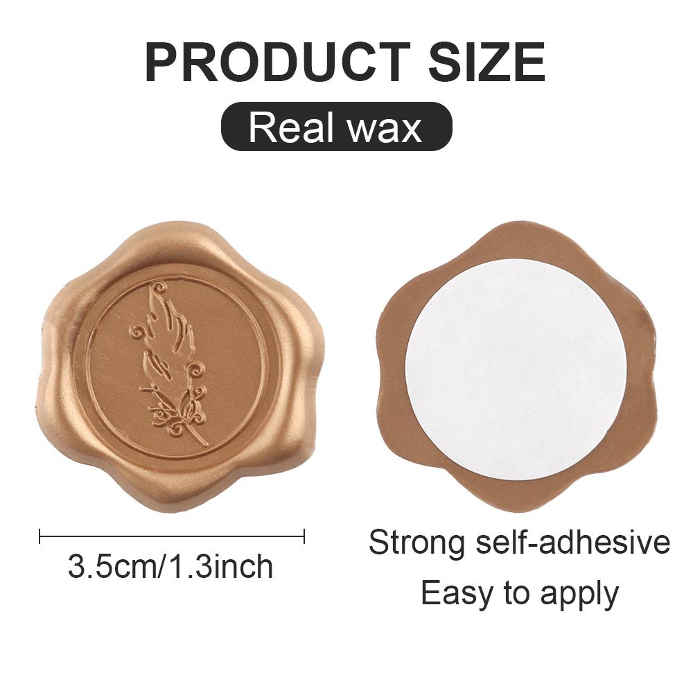 30 st Vaxsigillklistermärken (6 grundläggande stil) Fjäder, Rosett, Krans, Hjärta Självhäftande Kuvertförslutningsstickers för Bröllopsinbjudan