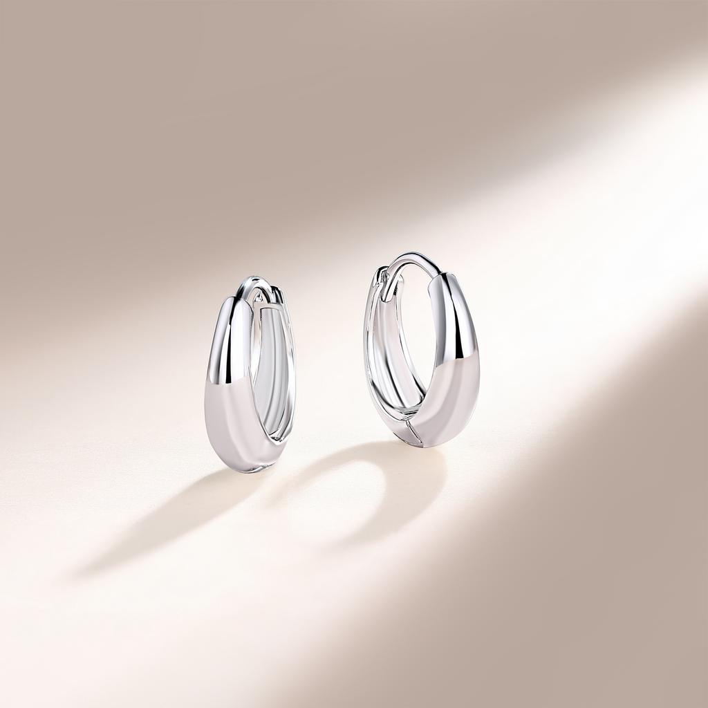S925 Sterling Silver Minimalist Teardrop Hoop Earrings for Women Simple Smooth Finish Fashion Jewelry