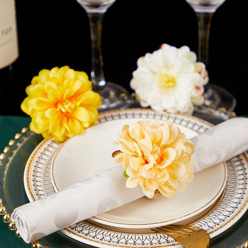 6Pcs Flower Napkin Holders Rings Artificial Floral Napkin Rings Handicraft Flower Napkin Rings Table Decoration For Wedding