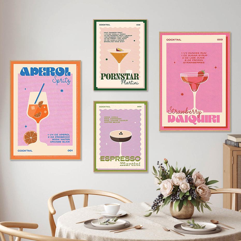 Cocktail Mojito Juice Drink Poster Bar Vintage Wall Painting Nordic Poster and Print Living Room Decorative Wall Picture Cuadros