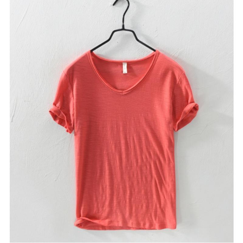 Men's Cotton V-neck T-shirt Summer Short Sleeve