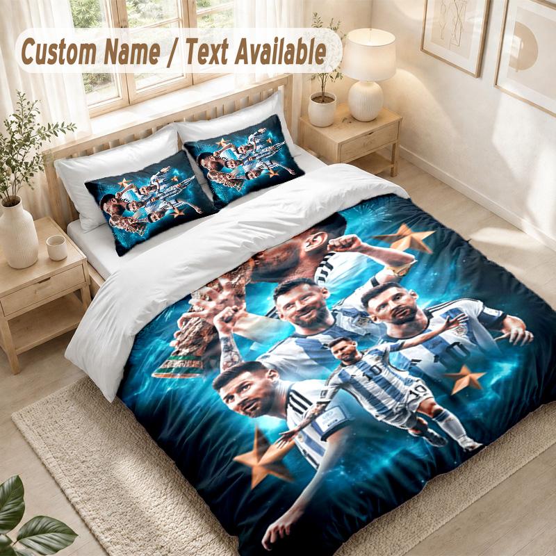 Messi Bedding Set, 1 Duvet Cover & 2 Pillowcases Soft Comfortable Bedroom Home Textile Decor