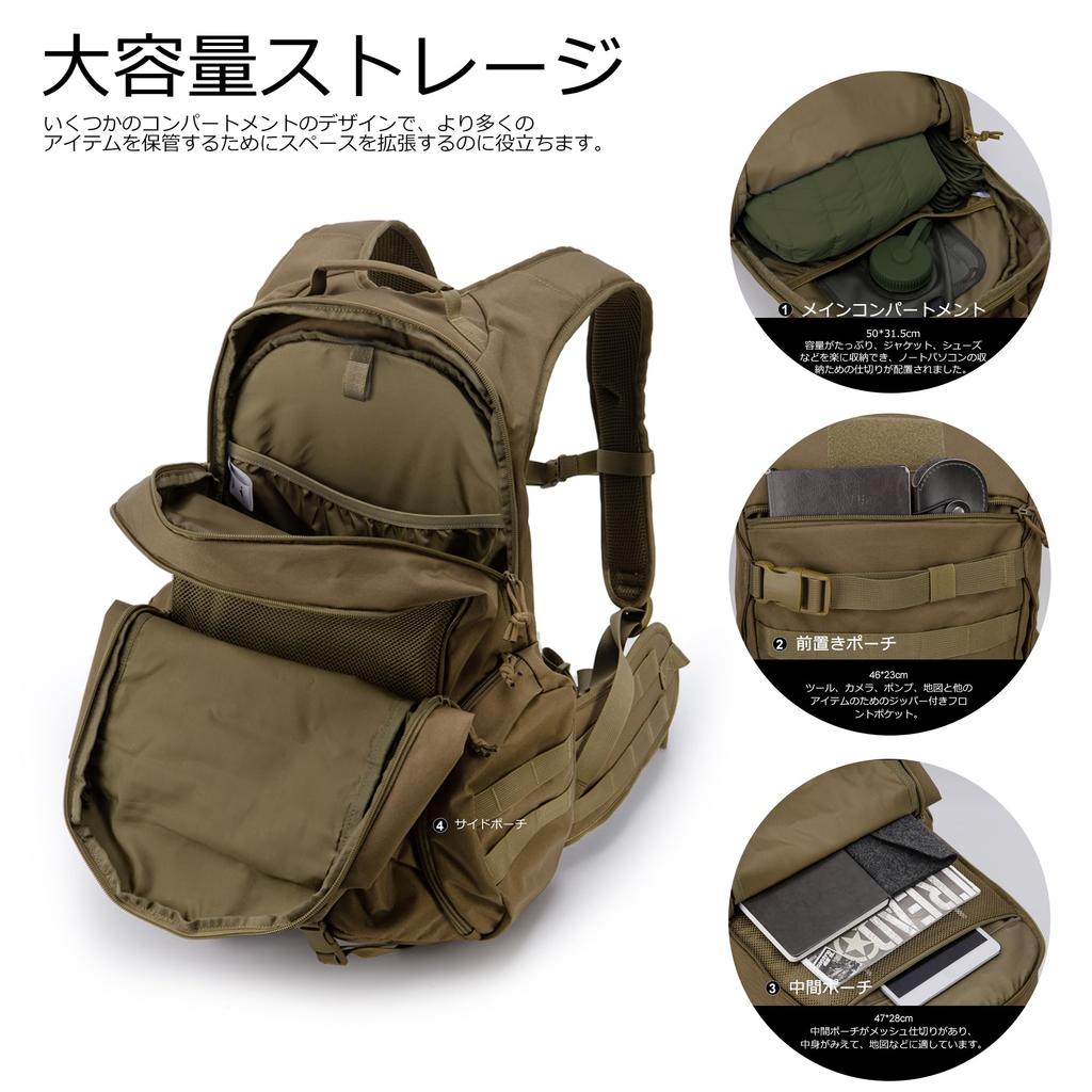 Mardingtop Military Tactical Outdoor Molle Black Backpack, Bag, 35L, Mountaineering, Camping, Hiking, Travel, Activities, Compatible,