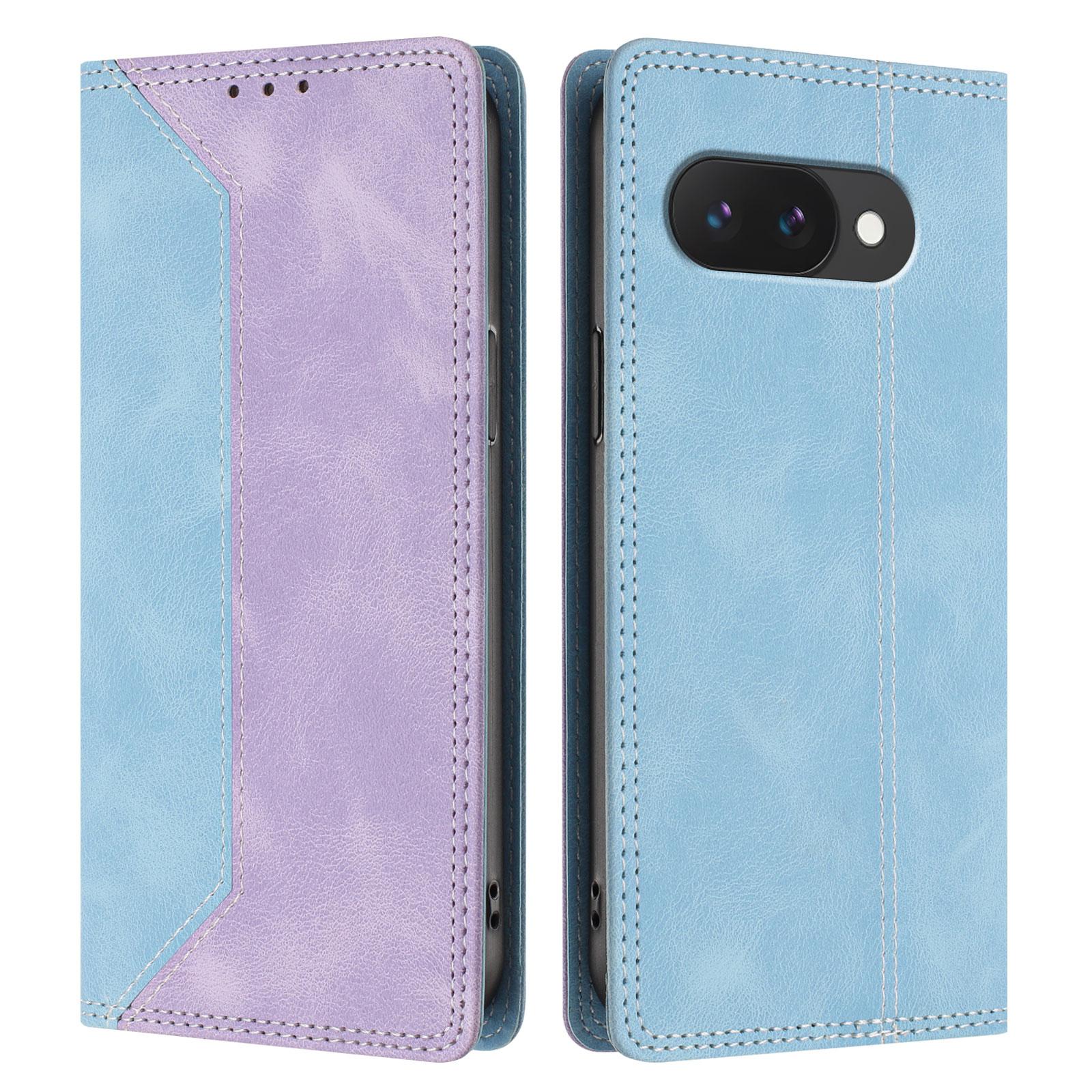 

For Google Pixel 10a Leather Case Skin Touch Color Splicing RFID Blocking Wallet Stand Phone Cover