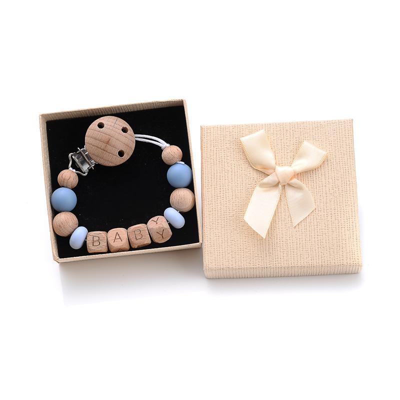 Verpackte Personalisierte Name Baby Schnullerclips Silikon Perlen Schnuller Schnullerketten DIY Stillspielzeug Anti-Drop Schnullerhalter Kette