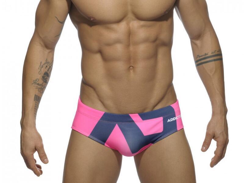 

Стильные мужские нейлоновые плавки с сексуальным принтом на шнуровке M