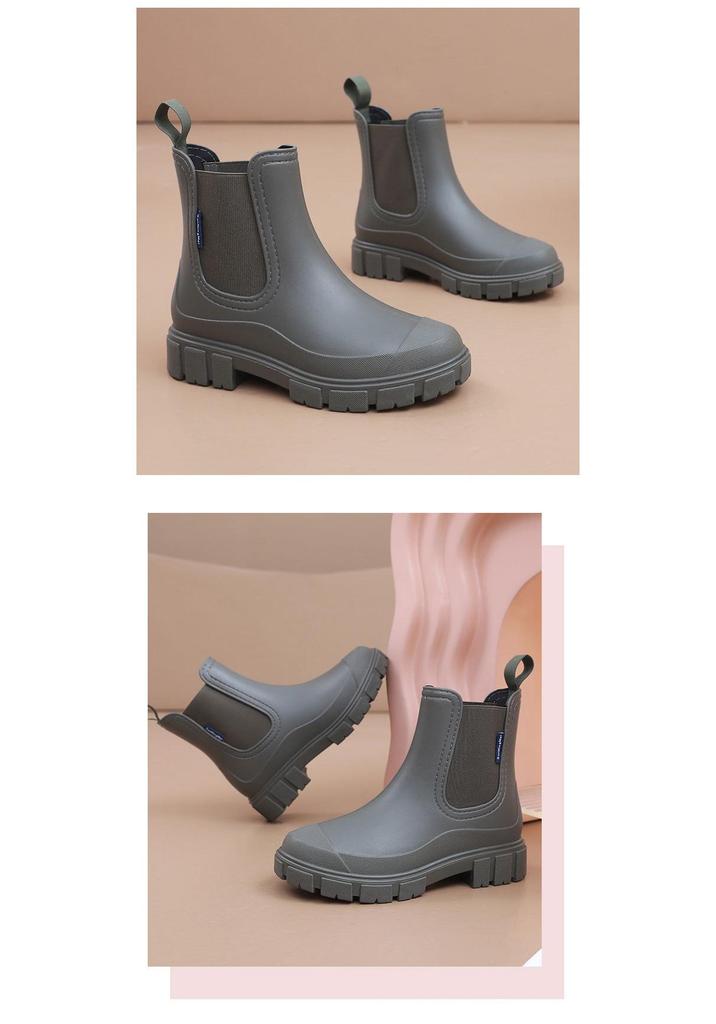 Women's Fashion Ankle Rain Boots: Elastic Chelsea, Non-Slip, Waterproof Waders