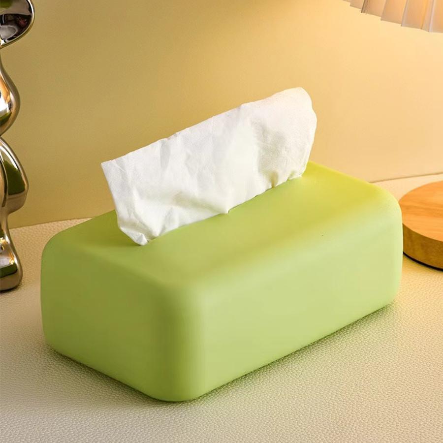 Nordic Tissue Box Cover Soft Silicone Reusable Wet Tissue Case Beige Tissue Box Holder Bathroom Livingroom Kitchen Decoration