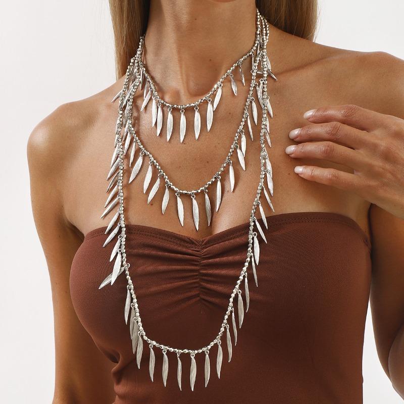 Osobnost Temperament Trend Studený Vítr Korálkový Náhrdelník Slitina Pírko List Přívěsek Položky