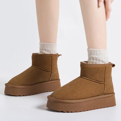 New Style Snow Boots, Women's Mid-calf Fleece Cotton Shoes, Versatile Thick-soled Shoes, Ankle Boots