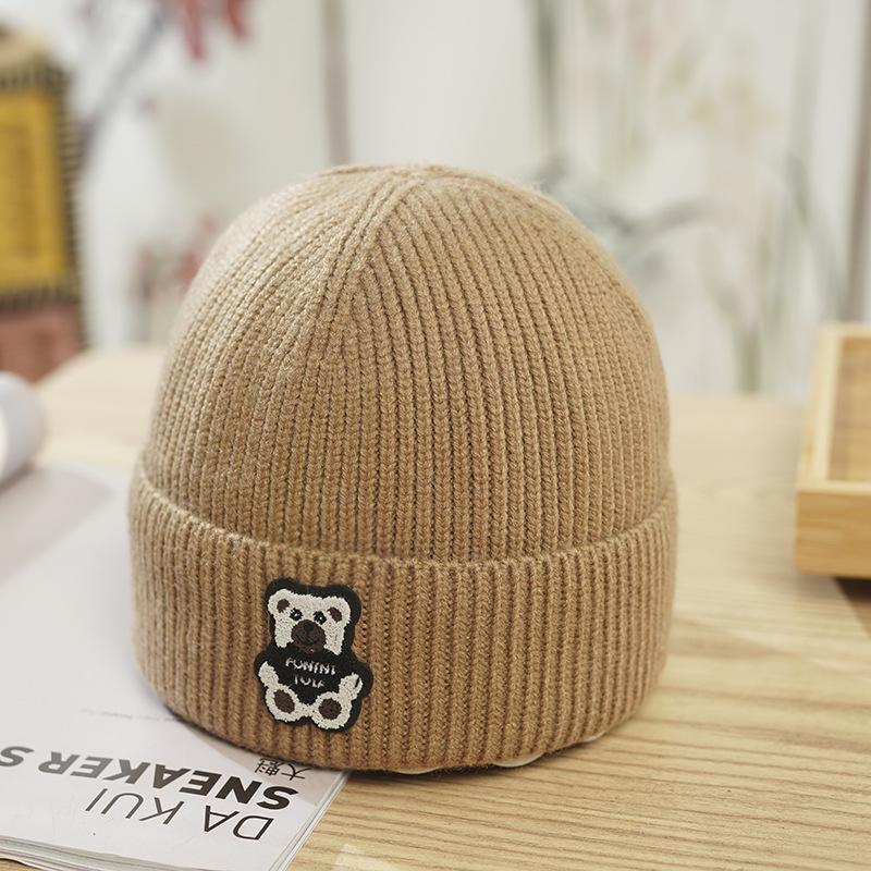 Hat Women s Bear Knitted Korean Edition Ear Protection Warm Cross Border Student Couple Cold Male верблюд