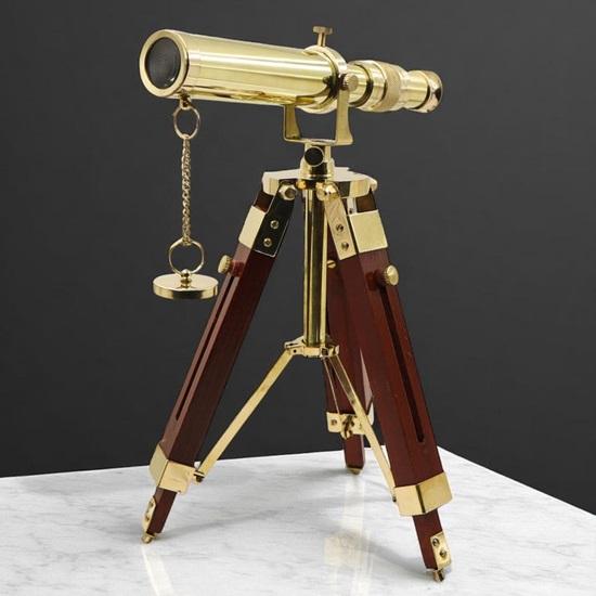 Brass Telescope with Wooden Tripod