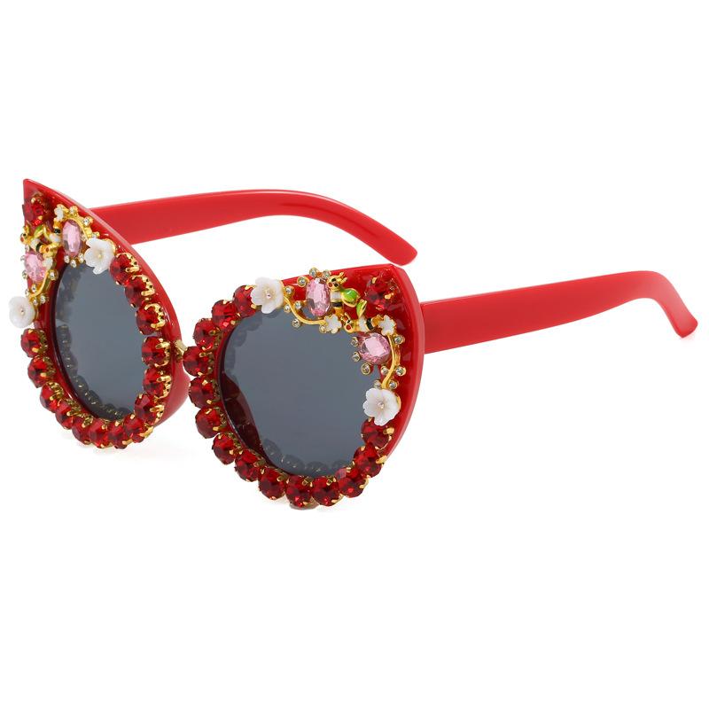New personalized exaggerated handmade diamond sunglasses, European and American fashion B cat eye party glasses trendy sunglasses
