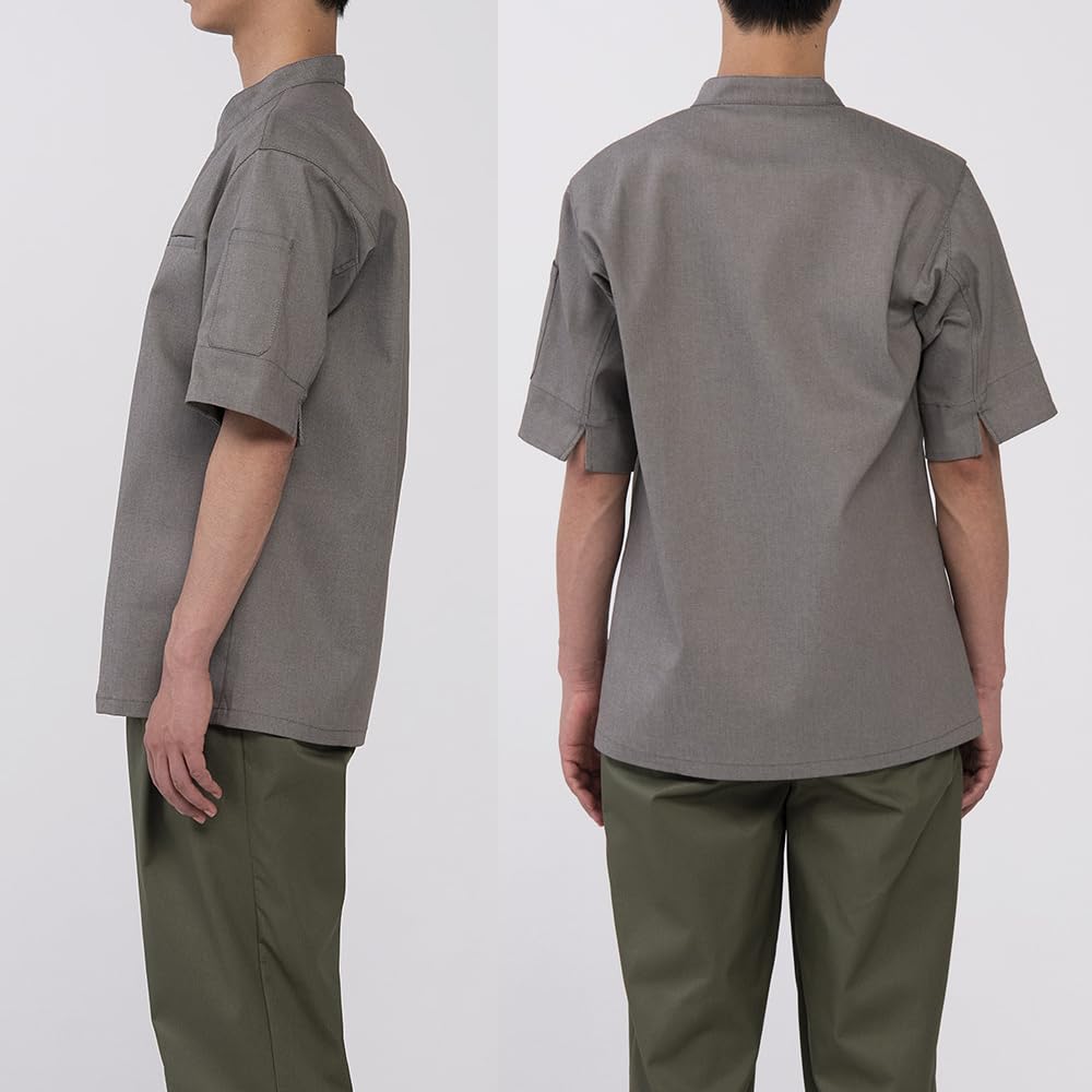 Seven Uniform BA1089-6 Brown, Large, Unisex Short Sleeve Denim Chef Coat