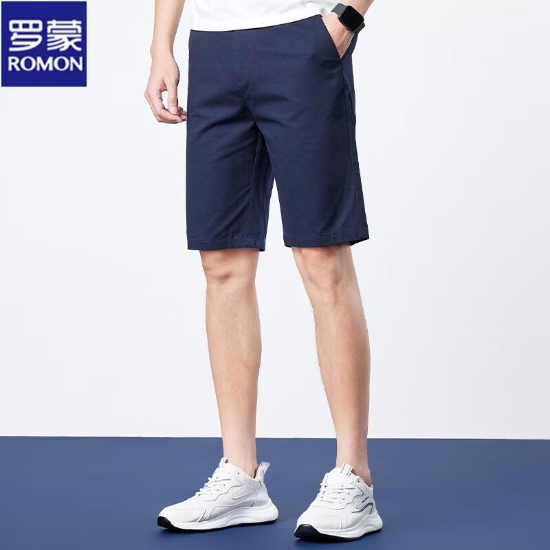 ROMON Men s Thin Straight Fit Cotton Casual Shorts 36