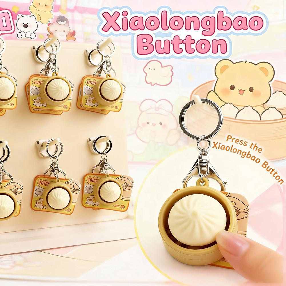 Steamed Bun Clicker Keychain Stress Relief Fidgets Toy Cute Key Rings For Phone Bag Decoration