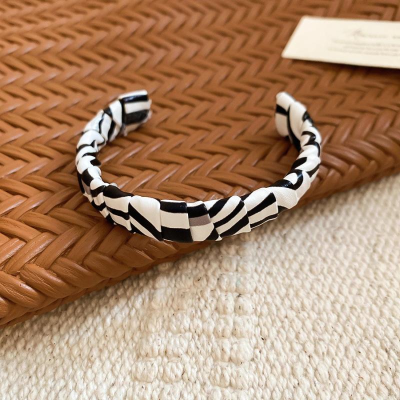 Leder Geometrisch Rund Leopard Zebra Muster Offenes Armband Vintage Armband